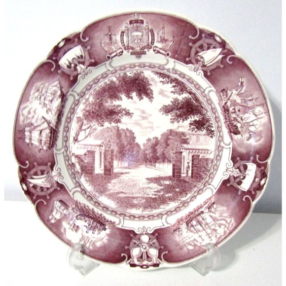 Vintage United States Naval Academy Old Main Gate Mulberry By Wedgwood 10 1/4